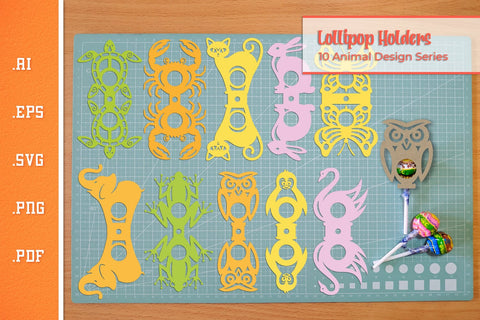 Animal Series Lollipop Holders SVG Paper Cut Files SVG Slim Studio 