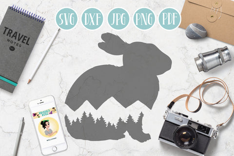 Animal Silhouette SVGs | mountain clipart, bear, wolf, deer SVG Brushed Rose 