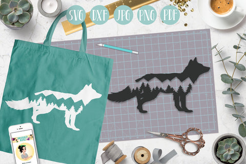 Animal Silhouette SVGs | mountain clipart, bear, wolf, deer SVG Brushed Rose 