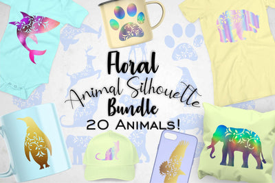 Animal Silhouettes SVG Bundle Animal Silhouette Bundle Set Animal SVG Bundle Mandala Animal SVG Cute Animal Svg Bundle Flower Animal Svg SVG Whistlepig Designs 