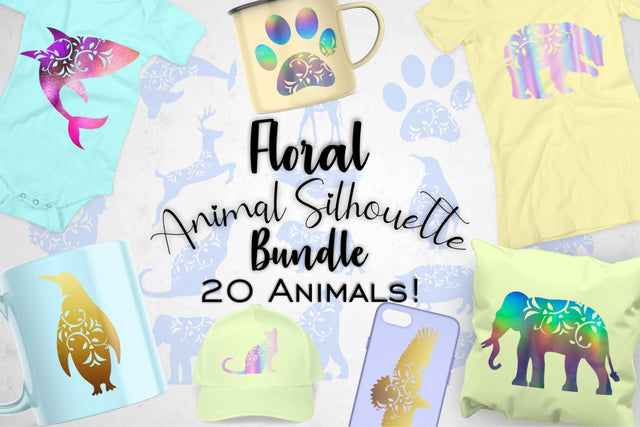 Animal Silhouettes SVG Bundle Animal Silhouette Bundle Set Animal SVG Bundle Mandala Animal SVG Cute Animal Svg Bundle Flower Animal Svg SVG Whistlepig Designs 