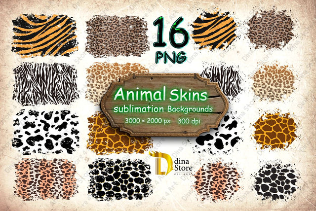 Animal Skins Sublimation Backgrounds Bundle Sublimation Dina.store4art 
