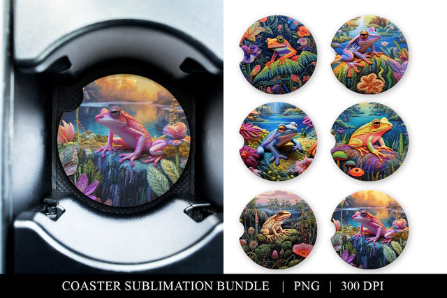 Animal Sublimation Bundle - Frog Themed Coaster Designs Sublimation BijouBay 
