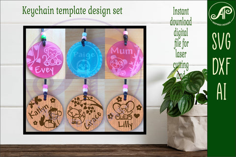 Animal theme set B keychain DIGITAL SVG 6 personalized SVG APInspireddesigns 