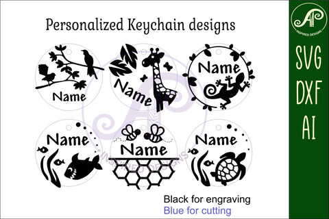 Animal theme set C keychain DIGITAL SVG 6 personalized SVG APInspireddesigns 