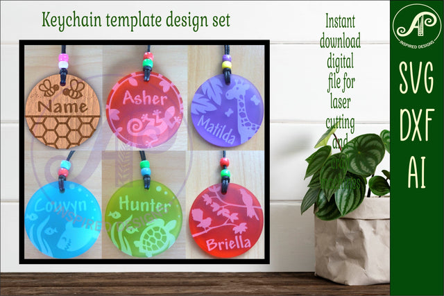 Animal theme set C keychain DIGITAL SVG 6 personalized SVG APInspireddesigns 