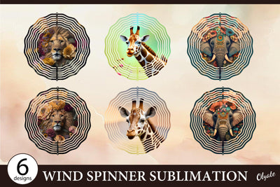 Animal Wind Spinner PNG. Wild Animal Wind Spinner Bundle Sublimation Olga Terlyanskaya 
