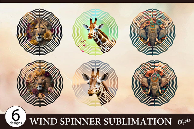 Animal Wind Spinner PNG. Wild Animal Wind Spinner Bundle Sublimation Olga Terlyanskaya 