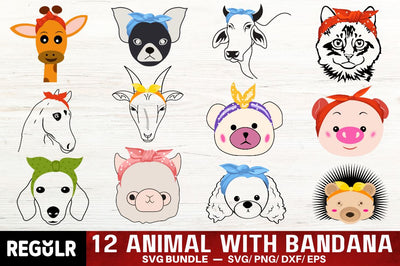 Animal with Bandana SVG Bundle SVG Regulrcrative 