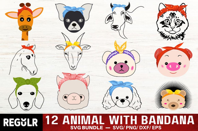 Animal with Bandana SVG Bundle SVG Regulrcrative 