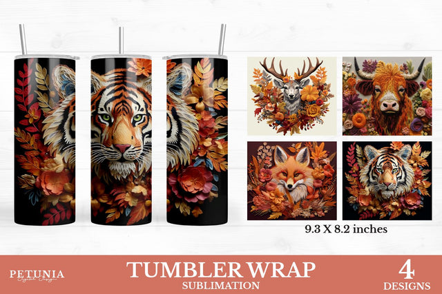 Animals 3D Tumbler Wrap | 3D Sublimation Tumbler Wrap Sublimation Petunia Digital Design 