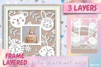 Animals Baby Photo Frame SVG | Papercut baby | Shadowbox SVG SvgOcean 