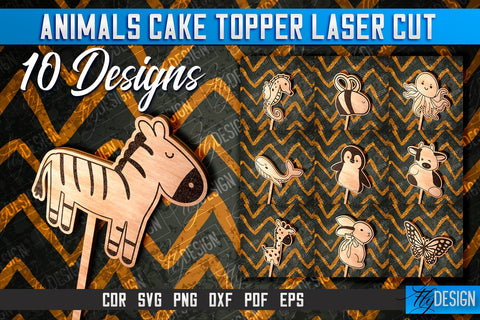 Animals Cake Topper Laser Cut SVG Design | Laser Cut Design SVG Fly Design 