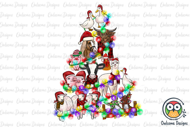 Animals Farm Christmas Tree PNG Sublimation Sublimation Owlsome.Designs 