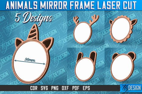 Animals Mirror Frame Laser Cut SVG | Home Design Laser Cut SVG Design | CNC Files SVG Fly Design 
