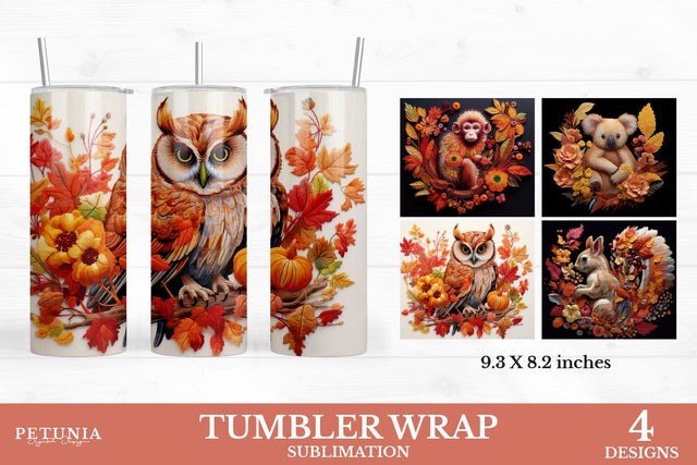 Animals Tumbler Wrap | 3d Sublimation Tumbler Wrap Bundle Sublimation Petunia Digital Design 