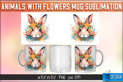 Animals with Flowers 11 Oz | 15 Oz Mug Sublimation Sublimation Fly Design 