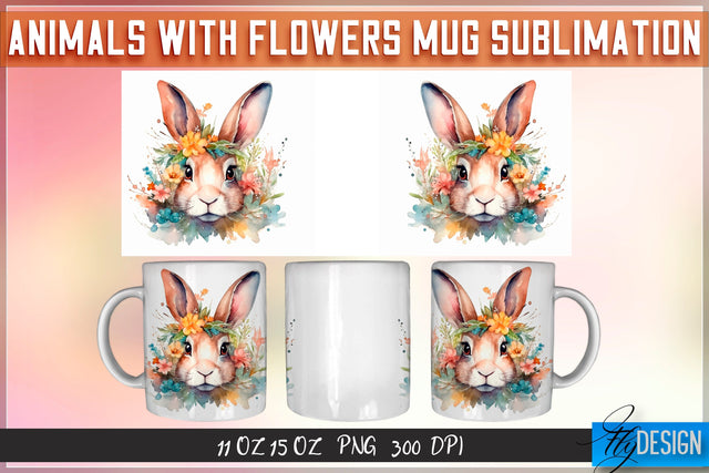 Animals with Flowers 11 Oz | 15 Oz Mug Sublimation Sublimation Fly Design 