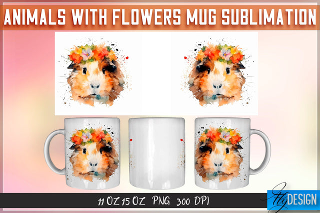 Animals with Flowers 11 Oz | 15 Oz Mug Sublimation Sublimation Fly Design 