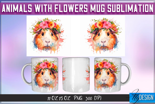 Animals with Flowers 11 Oz | 15 Oz Mug Sublimation Sublimation Fly Design 
