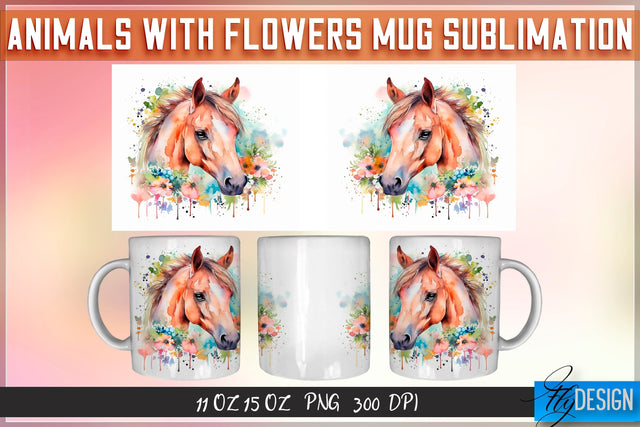 Animals with Flowers 11 Oz | 15 Oz Mug Sublimation Sublimation Fly Design 