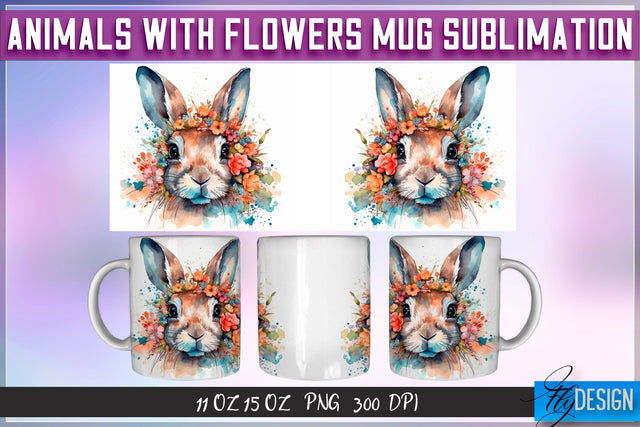 Animals with Flowers 11 Oz | 15 Oz Mug Sublimation Sublimation Fly Design 