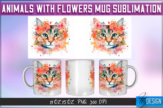 Animals with Flowers 11 Oz | 15 Oz Mug Sublimation Sublimation Fly Design 