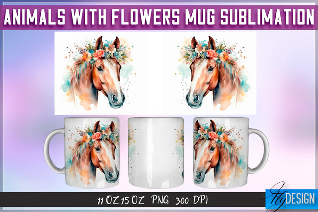 Animals with Flowers 11 Oz | 15 Oz Mug Sublimation Sublimation Fly Design 