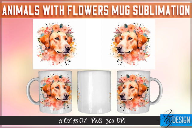 Animals with Flowers 11 Oz | 15 Oz Mug Sublimation Sublimation Fly Design 
