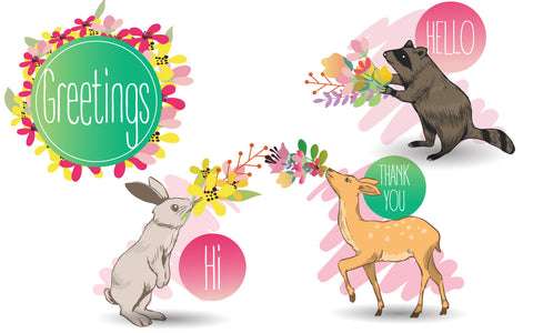 Animals with Flowers greetings concept SVG naemmiah021 