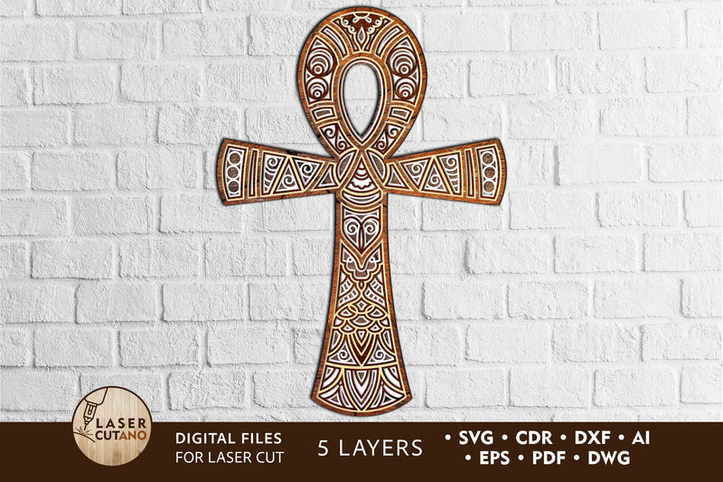 ANKH Multilayer Laser Cut Files, Mandala, Sign SVG, 3D Designs SVG LaserCutano 