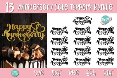 Anniversary Cake Toppers Bundle SVG | Happy Anniversary SVG SVG OyoyStudioDigitals 