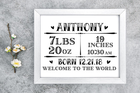 Anthony 7 lbs 20 oz 19 inches 10 30 am SVG Design SVG Regulrcrative 