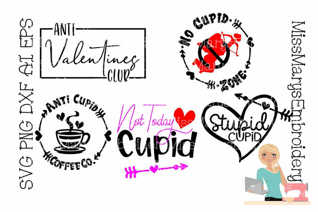 Anti Cupid SVG Bundle | Cupid SVG | Valentine Signs SVG | Cutting File | Commercial Personal Use SVG MissMarysEmbroidery 