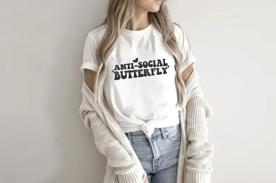 Anti Social Butterfly Svg, Wavy Text Svg SVG Creativeart88 