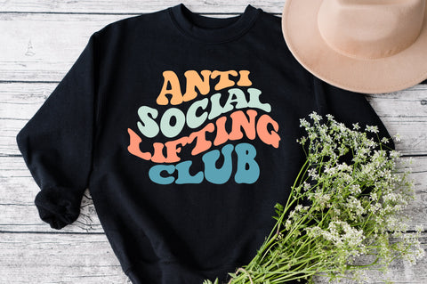 Anti Social Lifting Club svg, Antisocial svg, Wavy Stacked Svg, Svg Cricut Cut File, PNG Files Silhouette Cut Files SVG Fauz 