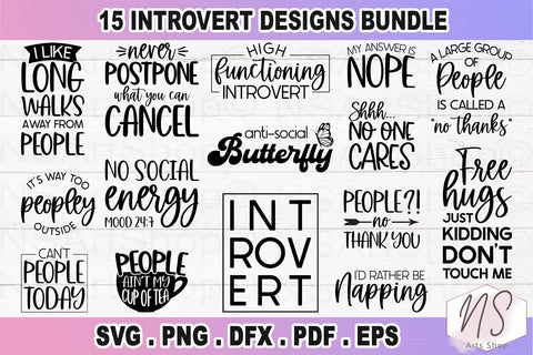 Anti-social SVG Bundle, Introvert SVG bundle, sarcastic quote SVG, Antisocial Quotes SVG Bundle, Introvert svg, Sarcastic Sayings svg SVG NS Arts Shop 