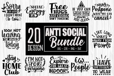 Anti-social SVG Bundle, Introvert SVG bundle, sarcastic quote SVG, Antisocial Quotes SVG Bundle, Introvert svg, Sarcastic Sayings svg SVG Svgcraft 