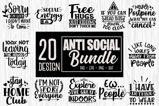 Anti-social SVG Bundle, Introvert SVG bundle, sarcastic quote SVG, Antisocial Quotes SVG Bundle, Introvert svg, Sarcastic Sayings svg SVG Svgcraft 
