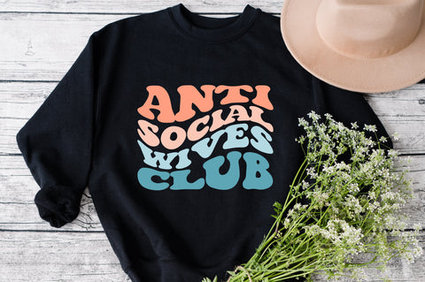 Anti social wives club svg, wife life svg, wives svg, wifey, antisocial svg, popular svg, shirt svg, retro font svg, svg files for cricut SVG Fauz 