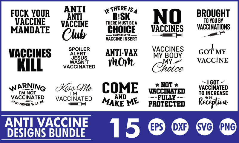 Anti Vaccine SVG Designs Bundle - So Fontsy