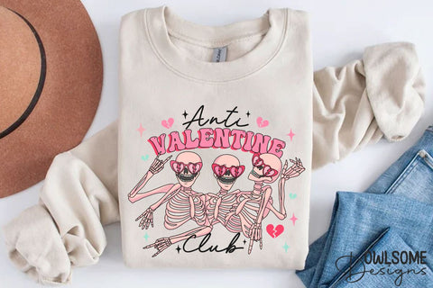 Anti Valentine Club Funny Skeletons PNG Sublimation Owlsome.Designs 