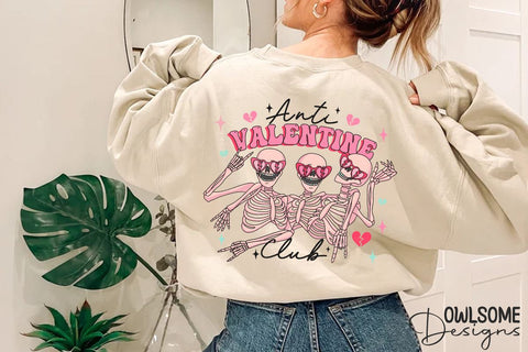 Anti Valentine Club Funny Skeletons PNG Sublimation Owlsome.Designs 