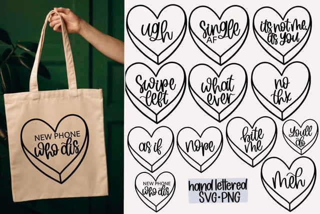 Anti valentine conversation heart svg bundle, Hand lettered svg SVG AnitaAlyiaLettering 