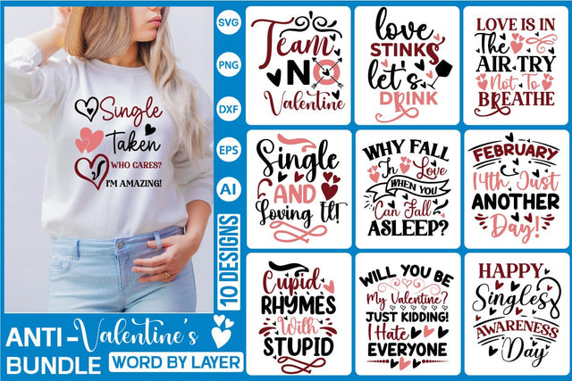 Anti Valentine SVG Bundle SVG SVGs,Quotes and Sayings,Food & Drink,On Sale, Print & Cut SVG DesignPlante 503 