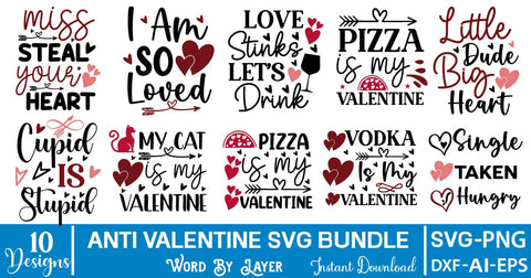 Anti Valentine SVG Bundle SVG SVGs,Quotes and Sayings,Food & Drink,On Sale, Print & Cut SVG DesignPlante 503 