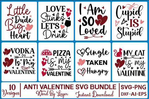 Anti Valentine SVG Bundle SVG SVGs,Quotes and Sayings,Food & Drink,On Sale, Print & Cut SVG DesignPlante 503 