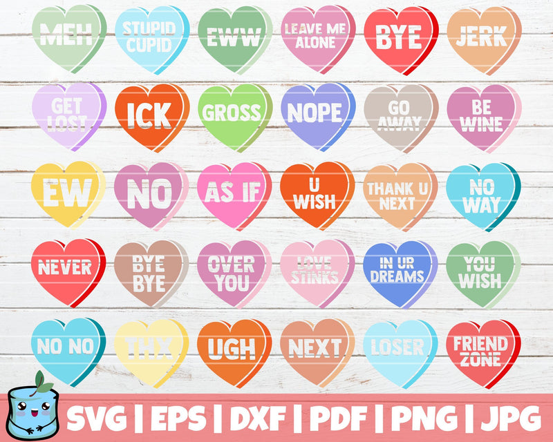 Anti Valentines Conversation Hearts SVG Bundle SVG MintyMarshmallows 
