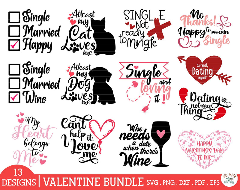 Anti Valentines day quotes bundle SVG,PNG,DXF,no date single SVG Redearth and gumtrees 