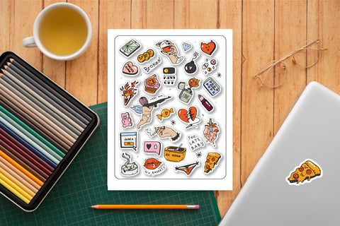 Anti Valentines Day Stickers Bundle 29 PNG & Sticker Sheet Sublimation OrangeBrushStudio 